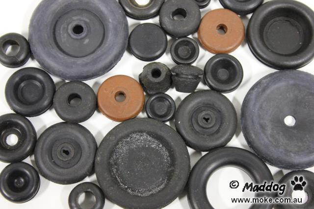 A picture of various rubber grommets 