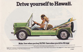 An old advertising image of a Moke brochure.
