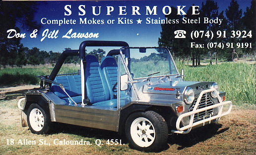 An image of the business card used by Don Lawson to promote his SSSuperMoke business