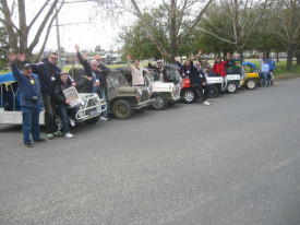 International Moke Day in North East Victoria. Line up of Cars at start