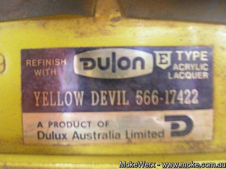 Yellow Devil Moke Colour Paint Label