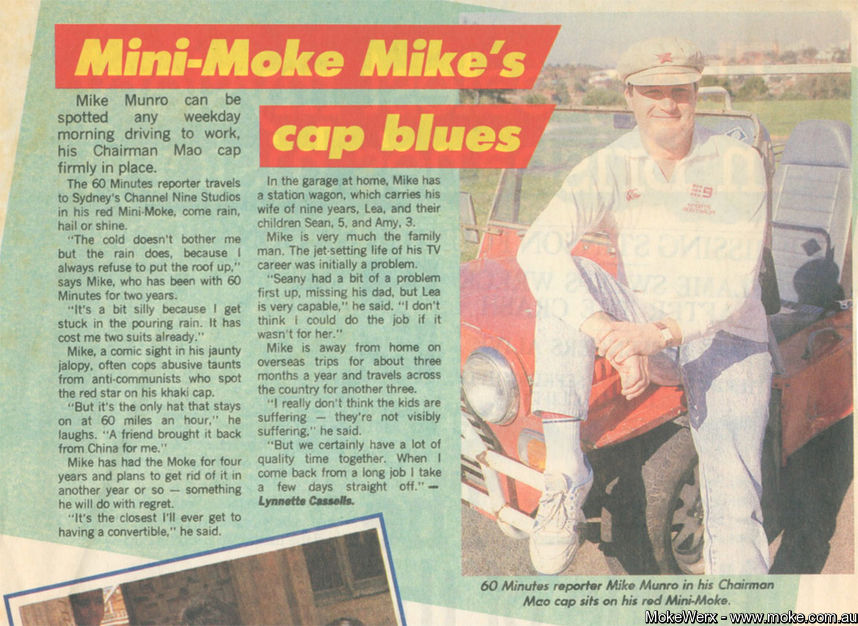 Mike Munro article including his Moke.