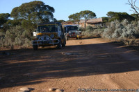 Mokes leaving the shearing shed for the Caves at Koonalda